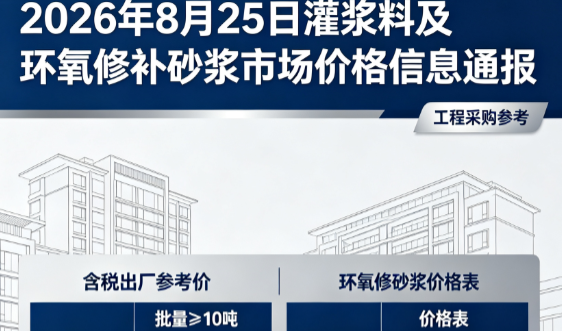 长葛2026年8月25日灌浆料及环氧修补砂浆市场价格信息通报